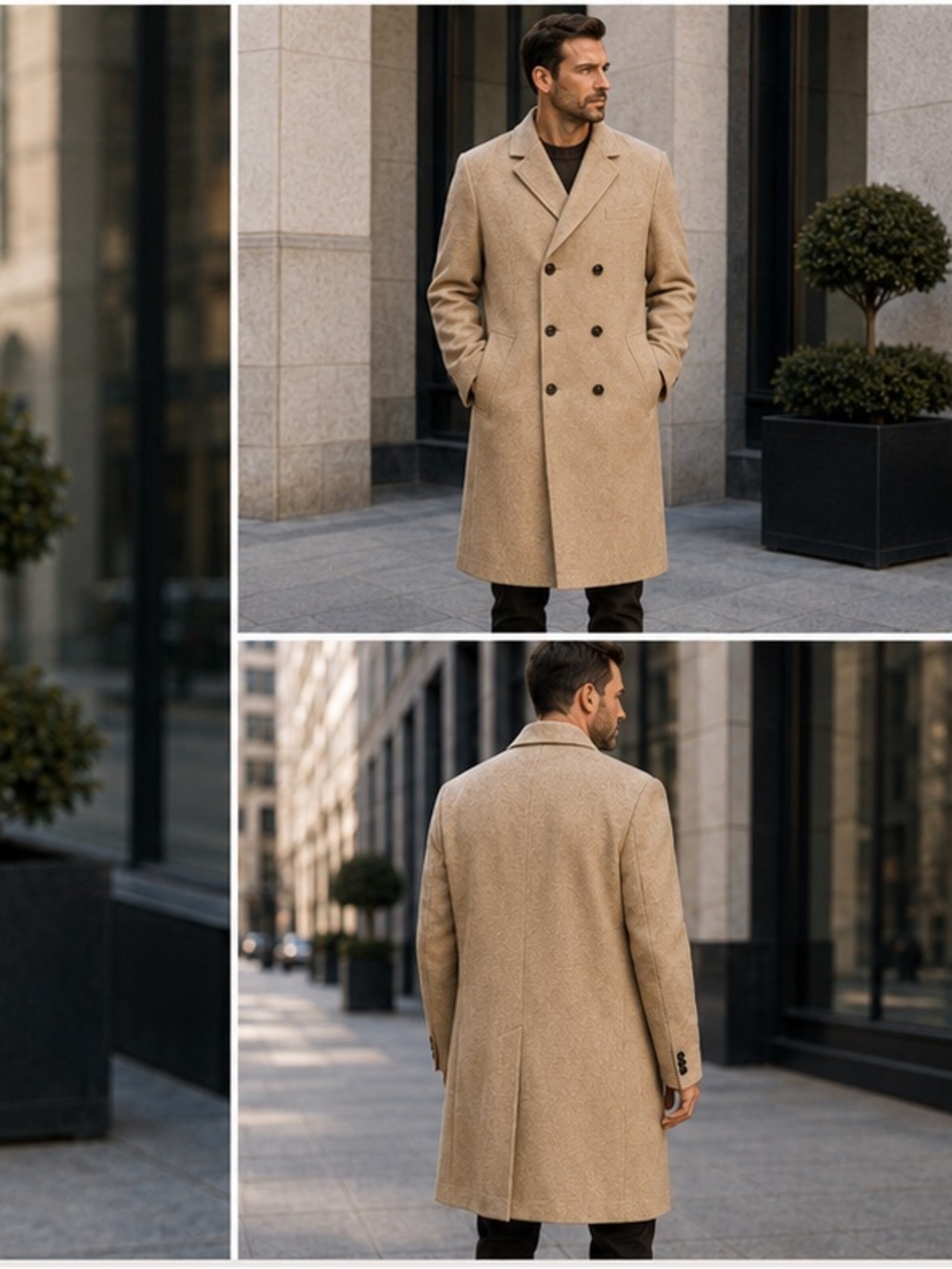 H&M Double-Breasted Camel Wool Coat - Picture 2 of 13